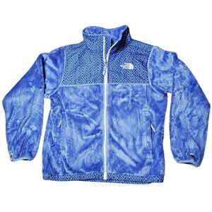 The North Face Girls L 14/16 Denali Fuzzy Jacket With Herringbone Blue